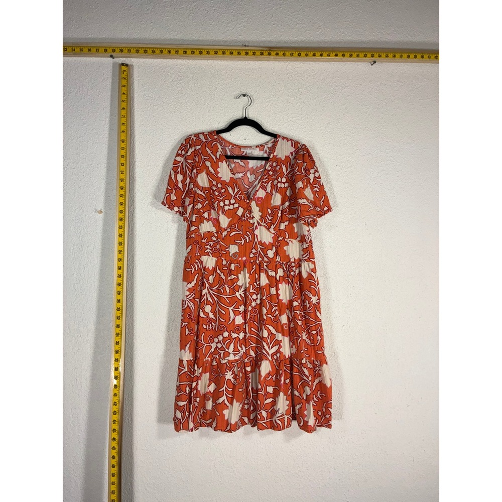 Knox‎ Rose Orange Floral Mini Dress Women's XXl Summer Boho Vibes